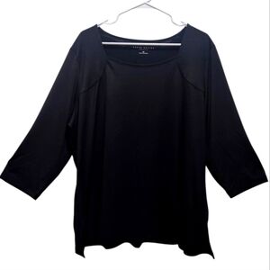 SUSAN GRAVER Liquid Knit Essentials Black 3/4 Sleeve Tunic Plus 2X Office Casual